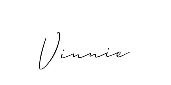 Use a signature maker to create a handwritten signature online. With this signature software, you can design (Allison_Script) your own signature for name Vinnie. Vinnie signature style 2 images and pictures png