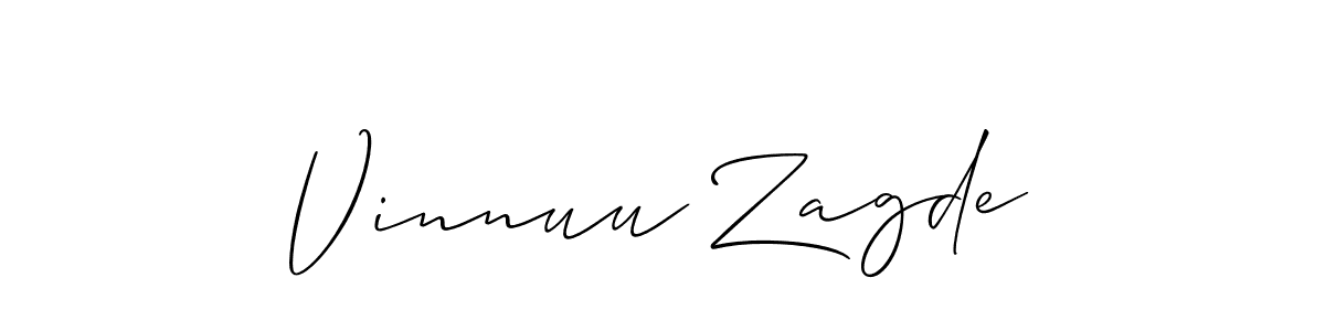 Allison_Script is a professional signature style that is perfect for those who want to add a touch of class to their signature. It is also a great choice for those who want to make their signature more unique. Get Vinnuu Zagde name to fancy signature for free. Vinnuu Zagde signature style 2 images and pictures png
