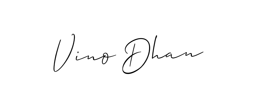 if you are searching for the best signature style for your name Vino Dhan. so please give up your signature search. here we have designed multiple signature styles  using Allison_Script. Vino Dhan signature style 2 images and pictures png