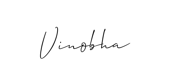 The best way (Allison_Script) to make a short signature is to pick only two or three words in your name. The name Vinobha include a total of six letters. For converting this name. Vinobha signature style 2 images and pictures png