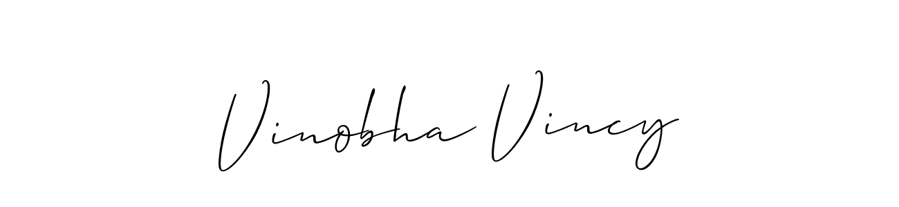 This is the best signature style for the Vinobha Vincy name. Also you like these signature font (Allison_Script). Mix name signature. Vinobha Vincy signature style 2 images and pictures png