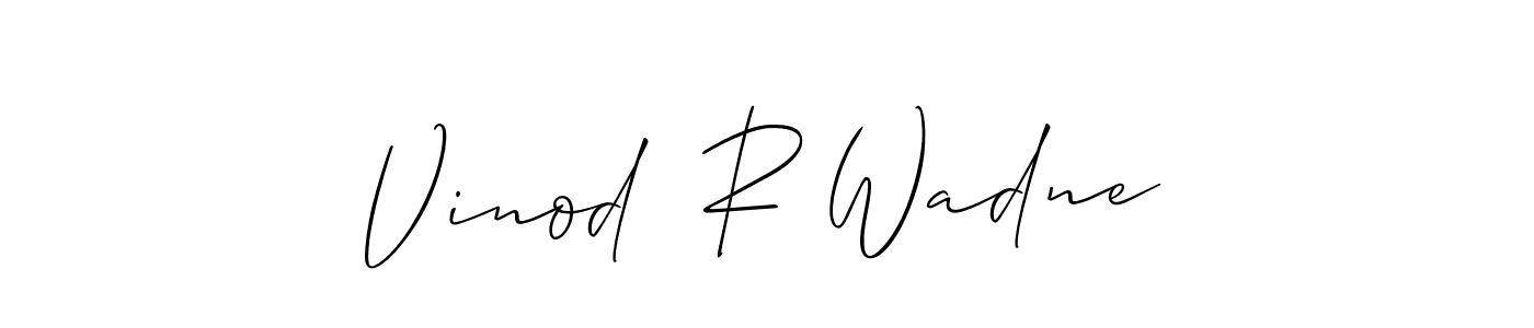 Similarly Allison_Script is the best handwritten signature design. Signature creator online .You can use it as an online autograph creator for name Vinod  R Wadne. Vinod  R Wadne signature style 2 images and pictures png