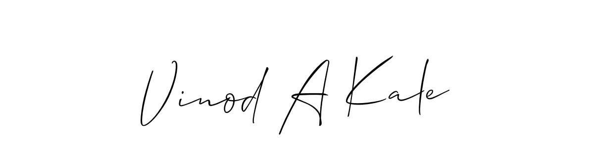 Design your own signature with our free online signature maker. With this signature software, you can create a handwritten (Allison_Script) signature for name Vinod A Kale. Vinod A Kale signature style 2 images and pictures png