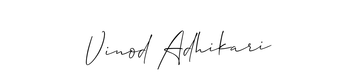 Also we have Vinod Adhikari name is the best signature style. Create professional handwritten signature collection using Allison_Script autograph style. Vinod Adhikari signature style 2 images and pictures png