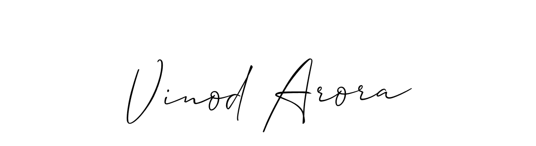 Also we have Vinod Arora name is the best signature style. Create professional handwritten signature collection using Allison_Script autograph style. Vinod Arora signature style 2 images and pictures png