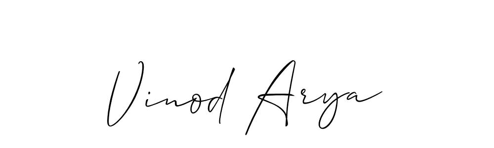 How to Draw Vinod Arya signature style? Allison_Script is a latest design signature styles for name Vinod Arya. Vinod Arya signature style 2 images and pictures png