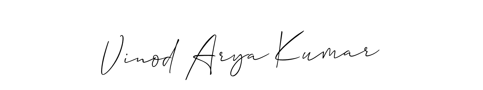 Create a beautiful signature design for name Vinod Arya Kumar. With this signature (Allison_Script) fonts, you can make a handwritten signature for free. Vinod Arya Kumar signature style 2 images and pictures png