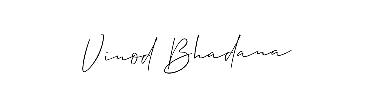 Use a signature maker to create a handwritten signature online. With this signature software, you can design (Allison_Script) your own signature for name Vinod Bhadana. Vinod Bhadana signature style 2 images and pictures png