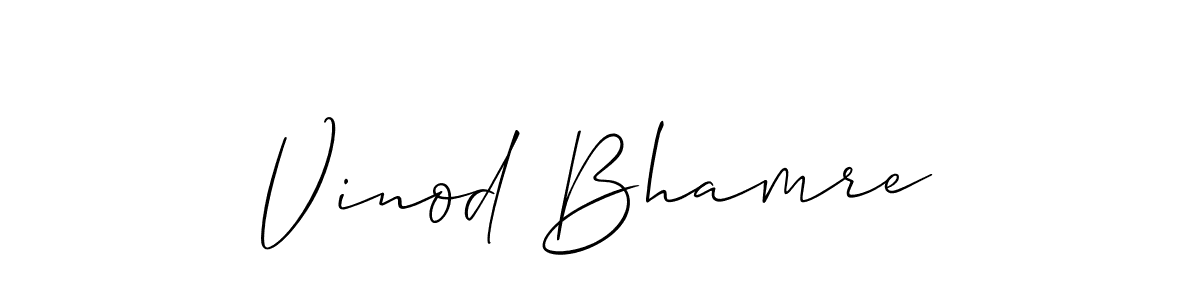 How to make Vinod Bhamre name signature. Use Allison_Script style for creating short signs online. This is the latest handwritten sign. Vinod Bhamre signature style 2 images and pictures png