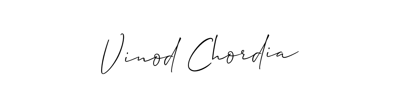 Use a signature maker to create a handwritten signature online. With this signature software, you can design (Allison_Script) your own signature for name Vinod Chordia. Vinod Chordia signature style 2 images and pictures png