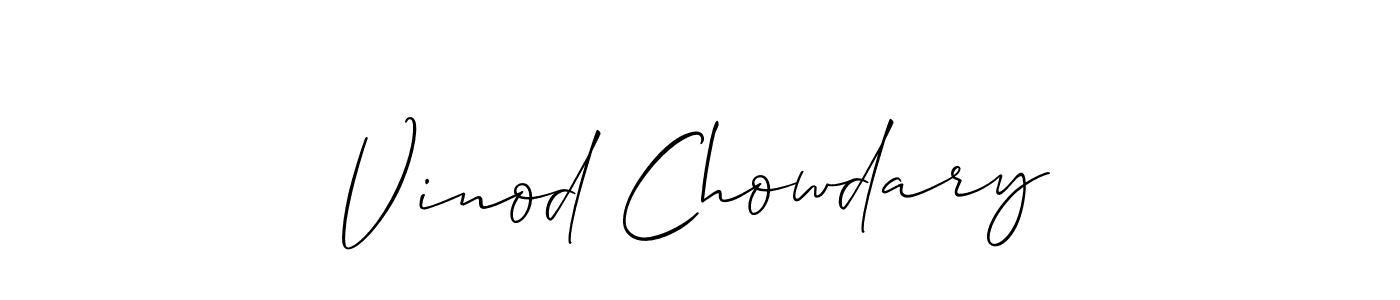 Allison_Script is a professional signature style that is perfect for those who want to add a touch of class to their signature. It is also a great choice for those who want to make their signature more unique. Get Vinod Chowdary name to fancy signature for free. Vinod Chowdary signature style 2 images and pictures png