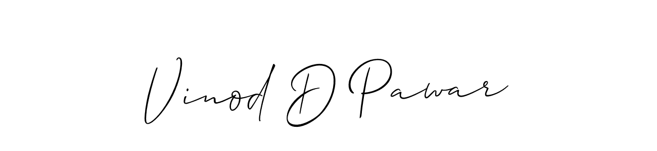 Create a beautiful signature design for name Vinod D Pawar. With this signature (Allison_Script) fonts, you can make a handwritten signature for free. Vinod D Pawar signature style 2 images and pictures png