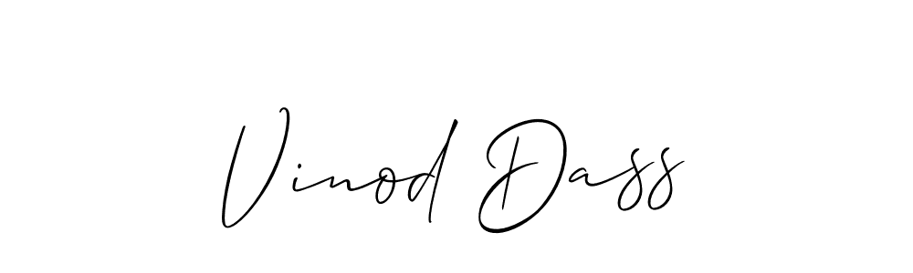 Use a signature maker to create a handwritten signature online. With this signature software, you can design (Allison_Script) your own signature for name Vinod Dass. Vinod Dass signature style 2 images and pictures png