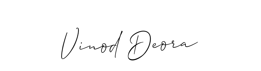 Use a signature maker to create a handwritten signature online. With this signature software, you can design (Allison_Script) your own signature for name Vinod Deora. Vinod Deora signature style 2 images and pictures png