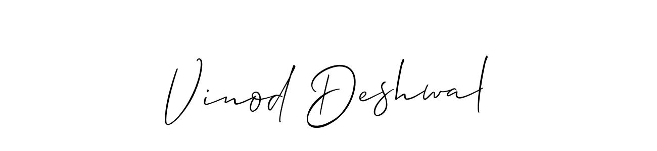 How to make Vinod Deshwal name signature. Use Allison_Script style for creating short signs online. This is the latest handwritten sign. Vinod Deshwal signature style 2 images and pictures png