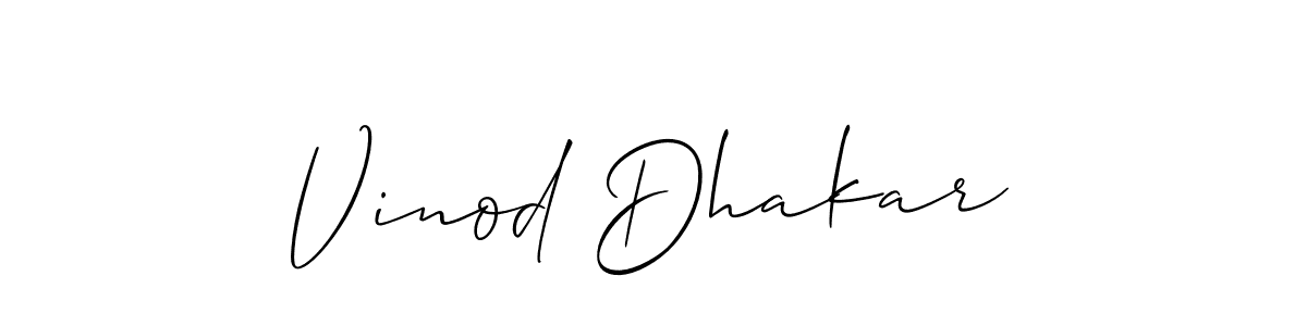 This is the best signature style for the Vinod Dhakar name. Also you like these signature font (Allison_Script). Mix name signature. Vinod Dhakar signature style 2 images and pictures png