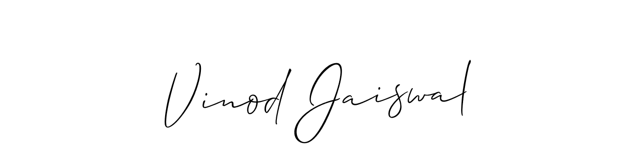 How to make Vinod Jaiswal name signature. Use Allison_Script style for creating short signs online. This is the latest handwritten sign. Vinod Jaiswal signature style 2 images and pictures png