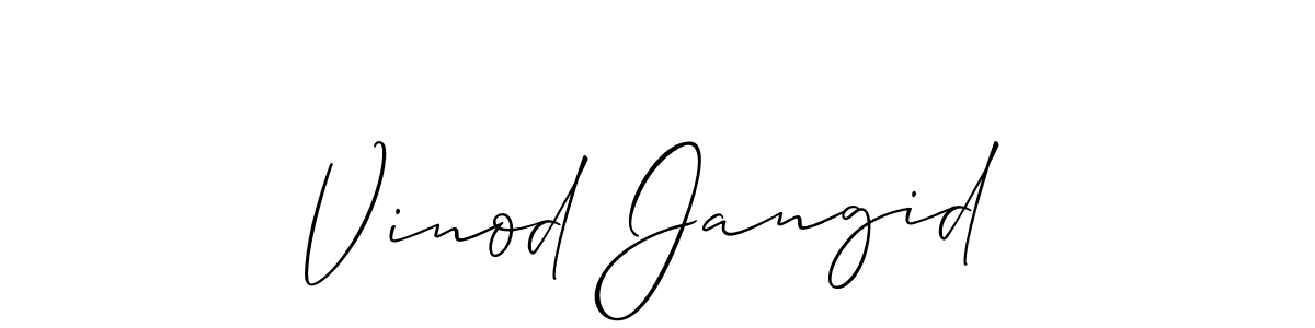 You can use this online signature creator to create a handwritten signature for the name Vinod Jangid. This is the best online autograph maker. Vinod Jangid signature style 2 images and pictures png