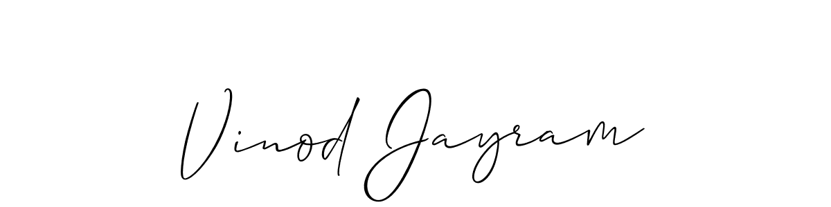 Use a signature maker to create a handwritten signature online. With this signature software, you can design (Allison_Script) your own signature for name Vinod Jayram. Vinod Jayram signature style 2 images and pictures png