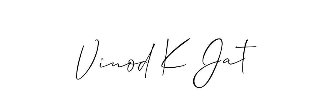 Design your own signature with our free online signature maker. With this signature software, you can create a handwritten (Allison_Script) signature for name Vinod K Jat. Vinod K Jat signature style 2 images and pictures png