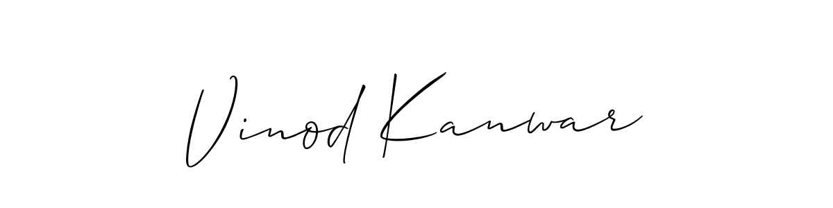 The best way (Allison_Script) to make a short signature is to pick only two or three words in your name. The name Vinod Kanwar include a total of six letters. For converting this name. Vinod Kanwar signature style 2 images and pictures png