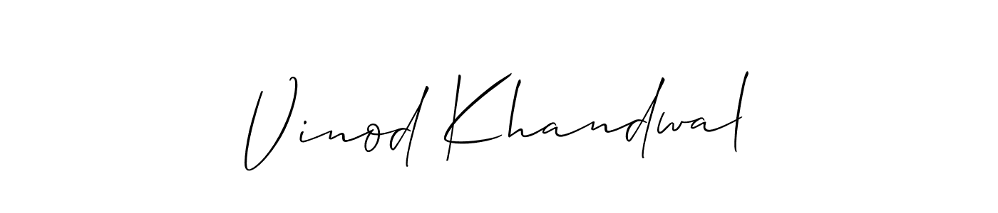 Allison_Script is a professional signature style that is perfect for those who want to add a touch of class to their signature. It is also a great choice for those who want to make their signature more unique. Get Vinod Khandwal name to fancy signature for free. Vinod Khandwal signature style 2 images and pictures png