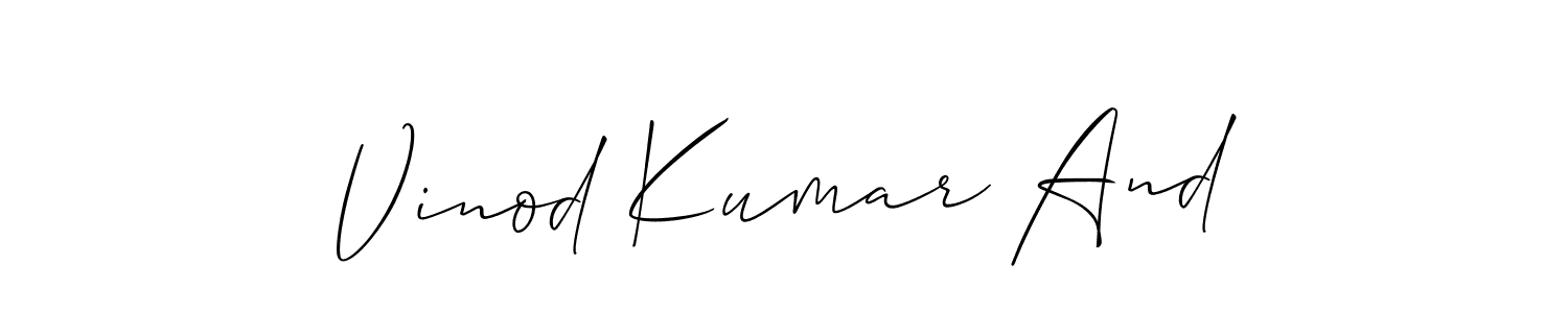 Design your own signature with our free online signature maker. With this signature software, you can create a handwritten (Allison_Script) signature for name Vinod Kumar And. Vinod Kumar And signature style 2 images and pictures png
