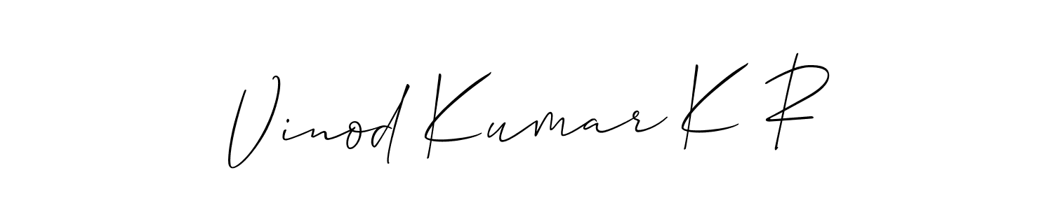 How to make Vinod Kumar K R name signature. Use Allison_Script style for creating short signs online. This is the latest handwritten sign. Vinod Kumar K R signature style 2 images and pictures png