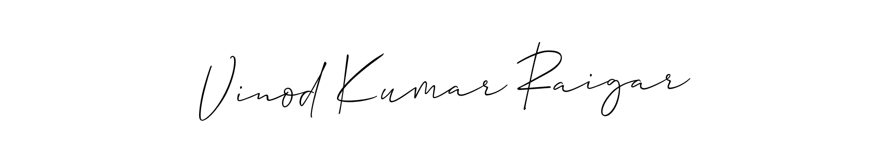 You should practise on your own different ways (Allison_Script) to write your name (Vinod Kumar Raigar) in signature. don't let someone else do it for you. Vinod Kumar Raigar signature style 2 images and pictures png