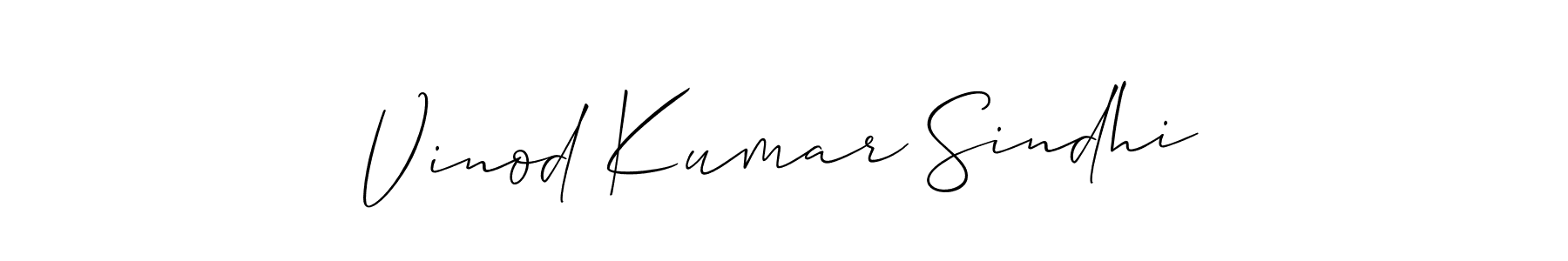 How to make Vinod Kumar Sindhi name signature. Use Allison_Script style for creating short signs online. This is the latest handwritten sign. Vinod Kumar Sindhi signature style 2 images and pictures png