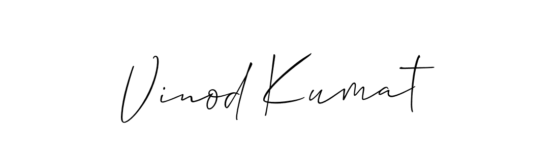 The best way (Allison_Script) to make a short signature is to pick only two or three words in your name. The name Vinod Kumat include a total of six letters. For converting this name. Vinod Kumat signature style 2 images and pictures png
