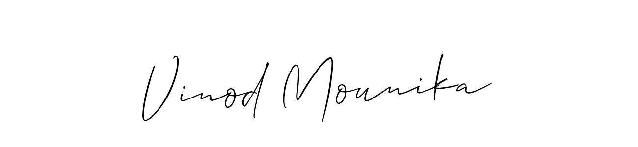 Make a beautiful signature design for name Vinod Mounika. With this signature (Allison_Script) style, you can create a handwritten signature for free. Vinod Mounika signature style 2 images and pictures png