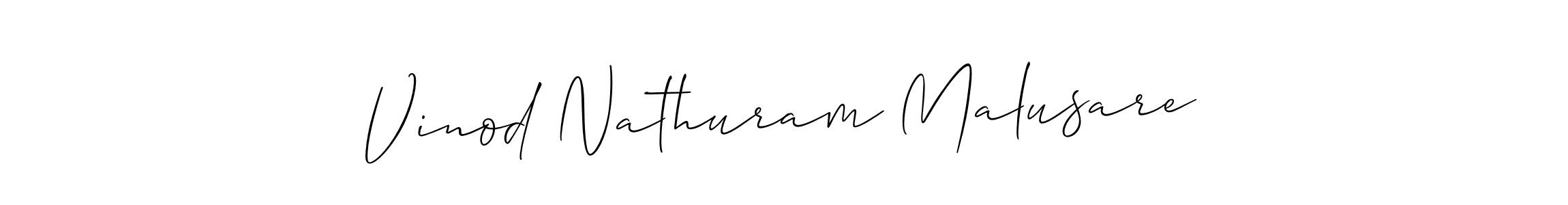 You should practise on your own different ways (Allison_Script) to write your name (Vinod Nathuram Malusare) in signature. don't let someone else do it for you. Vinod Nathuram Malusare signature style 2 images and pictures png