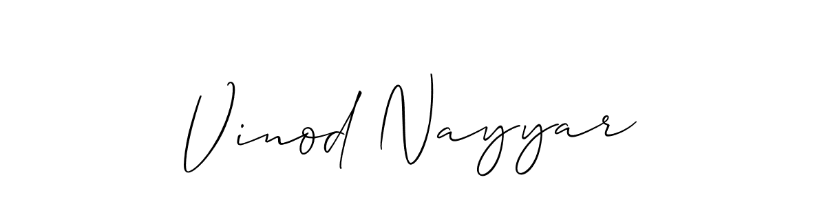 It looks lik you need a new signature style for name Vinod Nayyar. Design unique handwritten (Allison_Script) signature with our free signature maker in just a few clicks. Vinod Nayyar signature style 2 images and pictures png