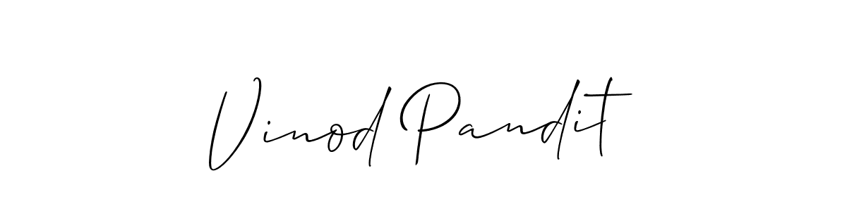 How to make Vinod Pandit name signature. Use Allison_Script style for creating short signs online. This is the latest handwritten sign. Vinod Pandit signature style 2 images and pictures png