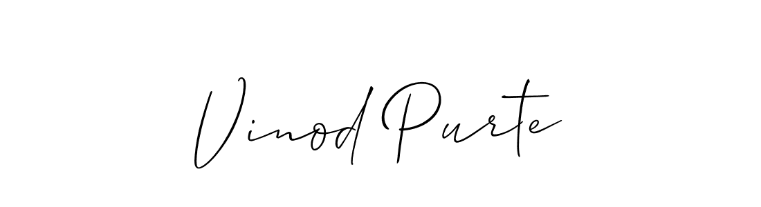 Create a beautiful signature design for name Vinod Purte. With this signature (Allison_Script) fonts, you can make a handwritten signature for free. Vinod Purte signature style 2 images and pictures png