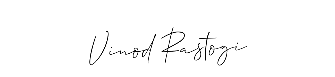 How to make Vinod Rastogi name signature. Use Allison_Script style for creating short signs online. This is the latest handwritten sign. Vinod Rastogi signature style 2 images and pictures png