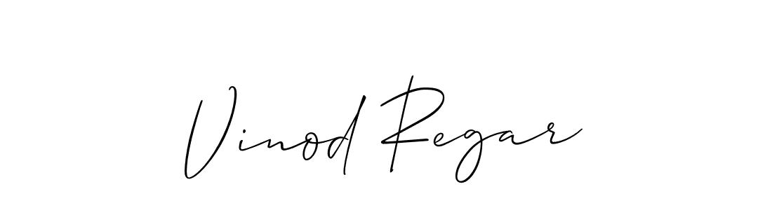 Use a signature maker to create a handwritten signature online. With this signature software, you can design (Allison_Script) your own signature for name Vinod Regar. Vinod Regar signature style 2 images and pictures png