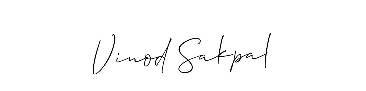 How to make Vinod Sakpal name signature. Use Allison_Script style for creating short signs online. This is the latest handwritten sign. Vinod Sakpal signature style 2 images and pictures png
