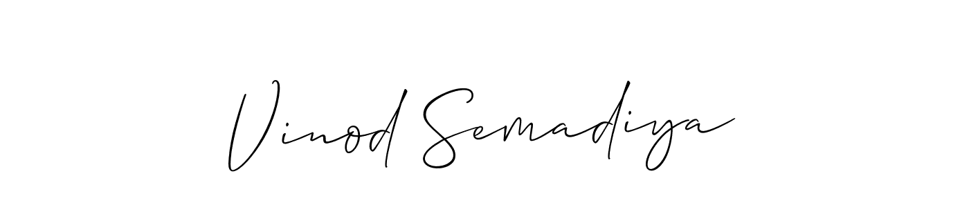 Also You can easily find your signature by using the search form. We will create Vinod Semadiya name handwritten signature images for you free of cost using Allison_Script sign style. Vinod Semadiya signature style 2 images and pictures png