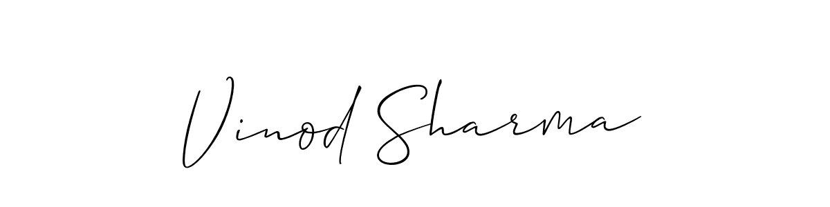 The best way (Allison_Script) to make a short signature is to pick only two or three words in your name. The name Vinod Sharma include a total of six letters. For converting this name. Vinod Sharma signature style 2 images and pictures png