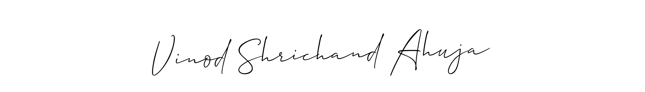 This is the best signature style for the Vinod Shrichand Ahuja name. Also you like these signature font (Allison_Script). Mix name signature. Vinod Shrichand Ahuja signature style 2 images and pictures png