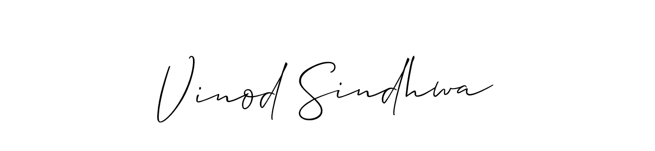 The best way (Allison_Script) to make a short signature is to pick only two or three words in your name. The name Vinod Sindhwa include a total of six letters. For converting this name. Vinod Sindhwa signature style 2 images and pictures png