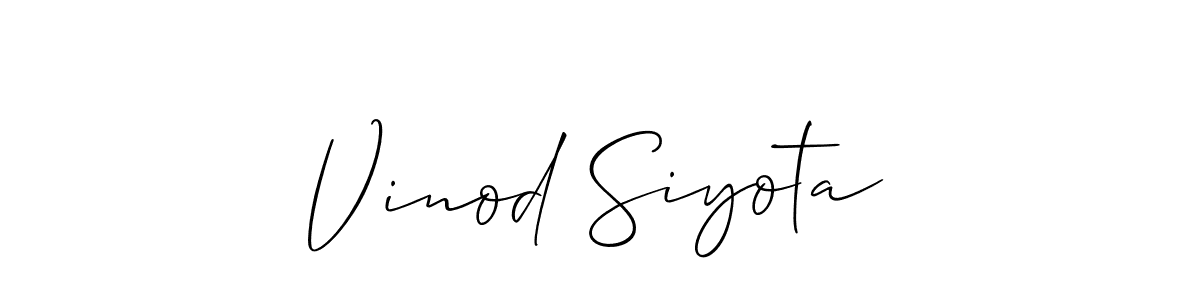 Also we have Vinod Siyota name is the best signature style. Create professional handwritten signature collection using Allison_Script autograph style. Vinod Siyota signature style 2 images and pictures png
