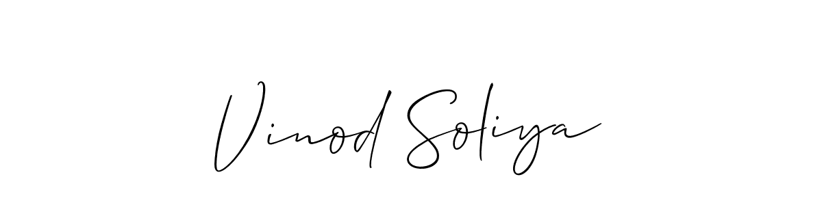 How to make Vinod Soliya name signature. Use Allison_Script style for creating short signs online. This is the latest handwritten sign. Vinod Soliya signature style 2 images and pictures png