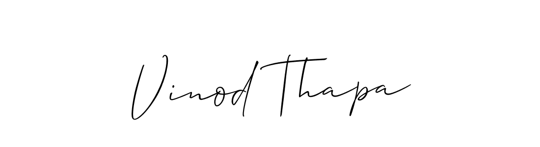 Allison_Script is a professional signature style that is perfect for those who want to add a touch of class to their signature. It is also a great choice for those who want to make their signature more unique. Get Vinod Thapa name to fancy signature for free. Vinod Thapa signature style 2 images and pictures png
