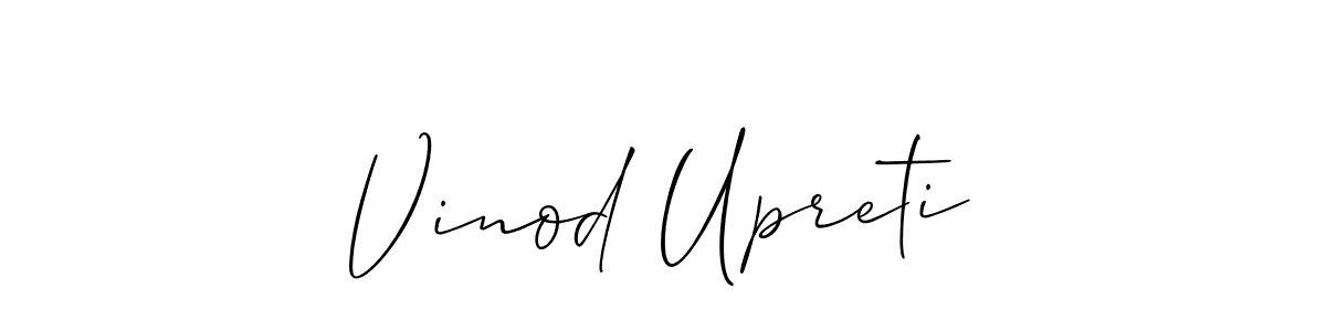 It looks lik you need a new signature style for name Vinod Upreti. Design unique handwritten (Allison_Script) signature with our free signature maker in just a few clicks. Vinod Upreti signature style 2 images and pictures png