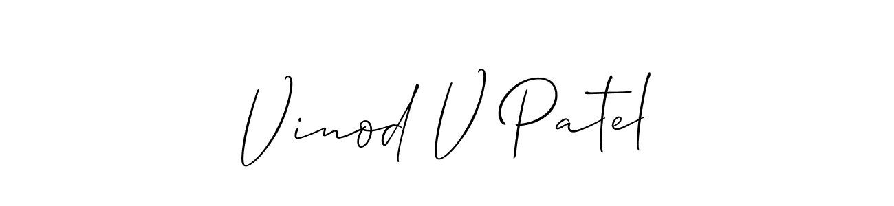 How to make Vinod V Patel name signature. Use Allison_Script style for creating short signs online. This is the latest handwritten sign. Vinod V Patel signature style 2 images and pictures png