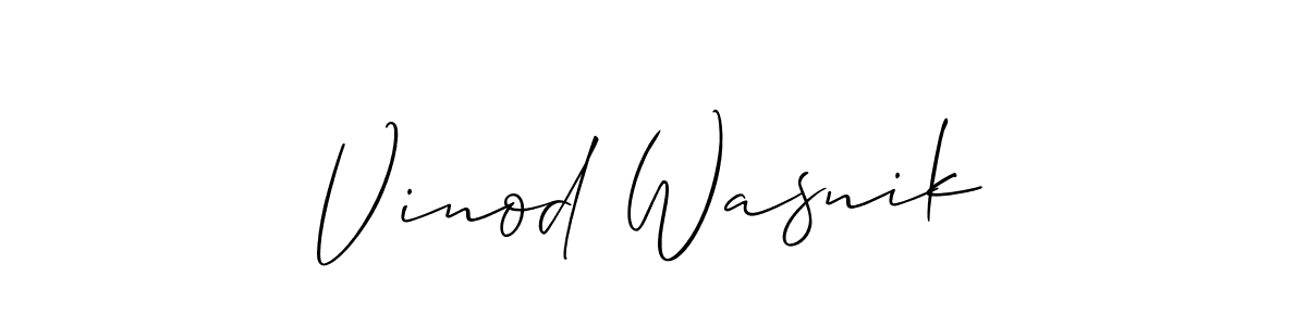 How to Draw Vinod Wasnik signature style? Allison_Script is a latest design signature styles for name Vinod Wasnik. Vinod Wasnik signature style 2 images and pictures png