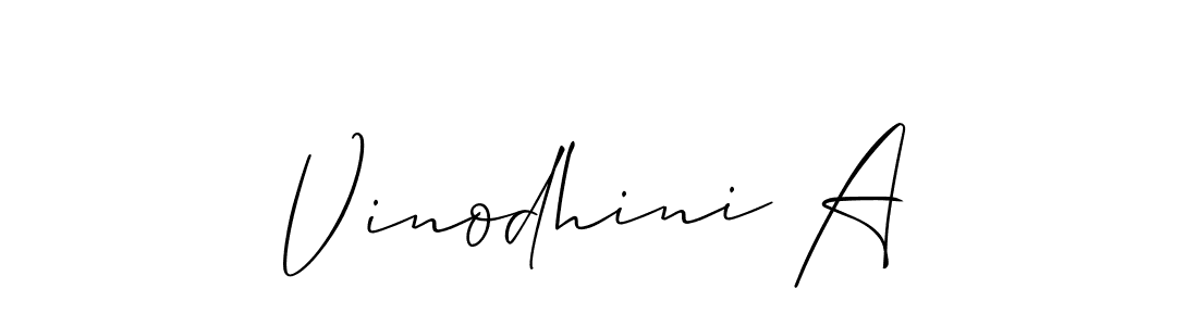 Use a signature maker to create a handwritten signature online. With this signature software, you can design (Allison_Script) your own signature for name Vinodhini A. Vinodhini A signature style 2 images and pictures png